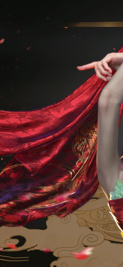 Fond d'écran iPhone Fantasy Girl Red Dress 4k