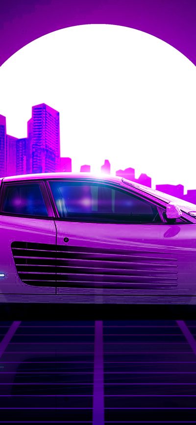 Fond d'écran iPhone Ferrari Synthwave 4k