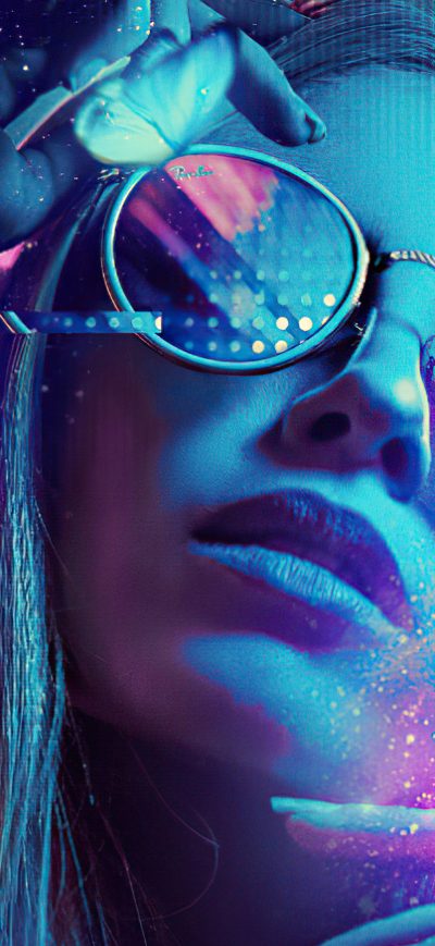 Fond d'écran iPhone Neon Glasses Girl 4k