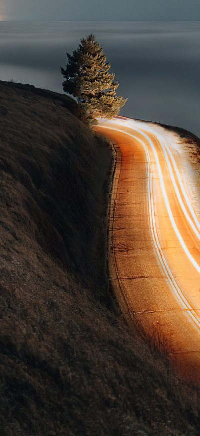 Fond d'écran iPhone Morning Road Lights Long Exposure 4k