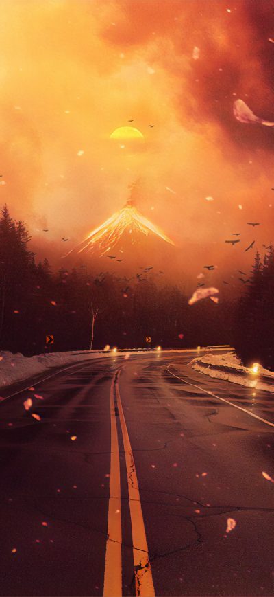 Fond d'écran iPhone Volcano Road 4k