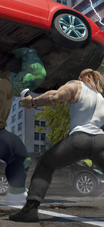 Fond d'écran iPhone Thor Vs Hulk 4k