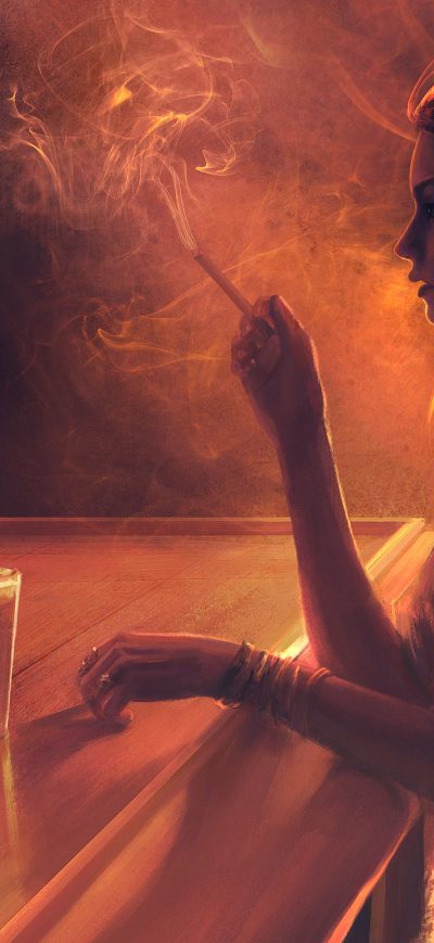 Fond d'écran Girl Smoking Artwork sur iPhone