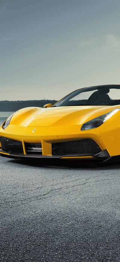 Fond d'écran iPhone Novitec Ferrari Spider 488 Yellow Roadster