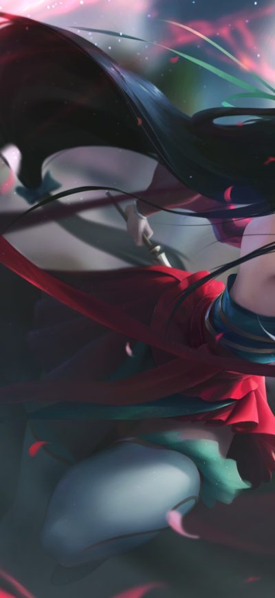 Fond d'écran iPhone Anime Warrior Long Hair Girl