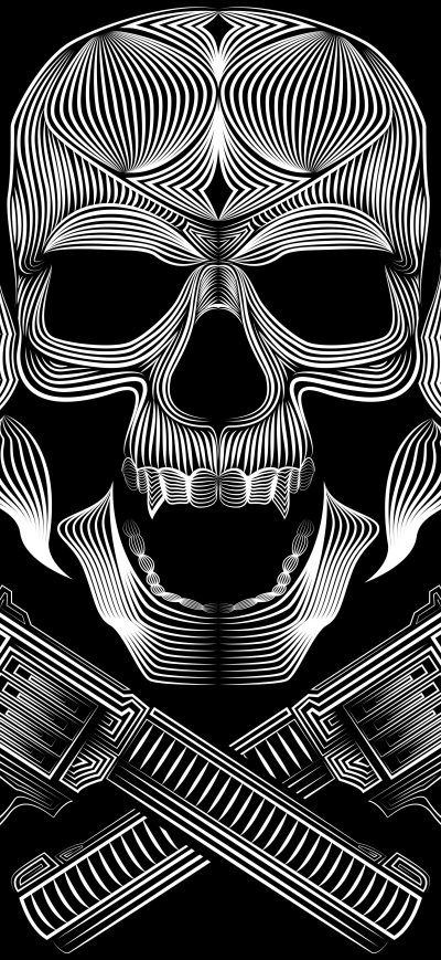 Fond d'écran iPhone Skull Gun N Roses 8k