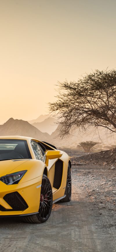 Fond d'écran iPhone Yellow Lamborghini Aventador 5k