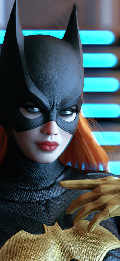 Fond d'écran iPhone Batgirl Black Suit Gold Armor 4k