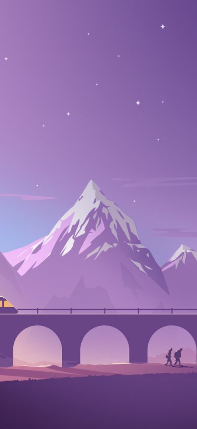 Fond d'écran iPhone Train Mountains Illustration Minimalistic