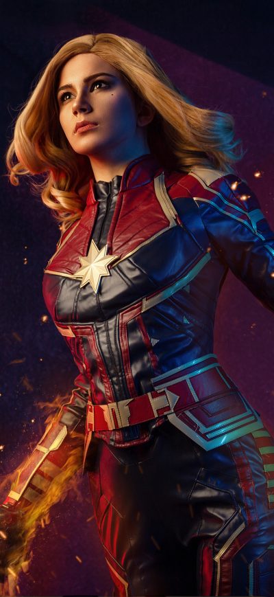 Fond d'écran iPhone Captain Marvel Cosplay