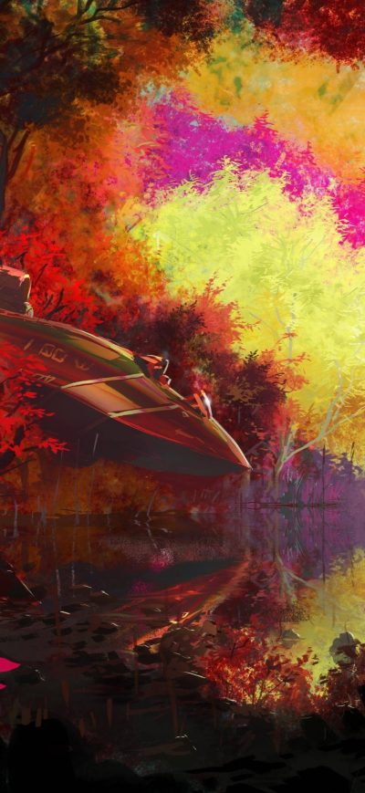 Fond d'écran iPhone Astronaut Colorful Ship 4k