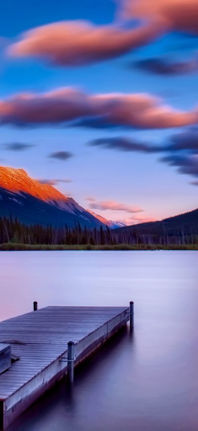 Fond d'écran iPhone Dock Side Mountains Sky Landscape