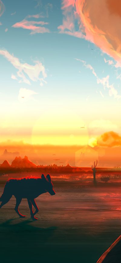 Fond d'écran iPhone Fox In Desert Minimal Art