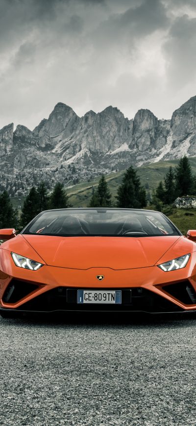 Fond d'écran iPhone 2021 Lamborghini Huracan Evo Spyder Front 4k