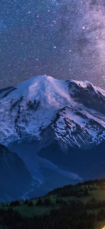 Fond d'écran iPhone Milky Way Over Mountains 4k