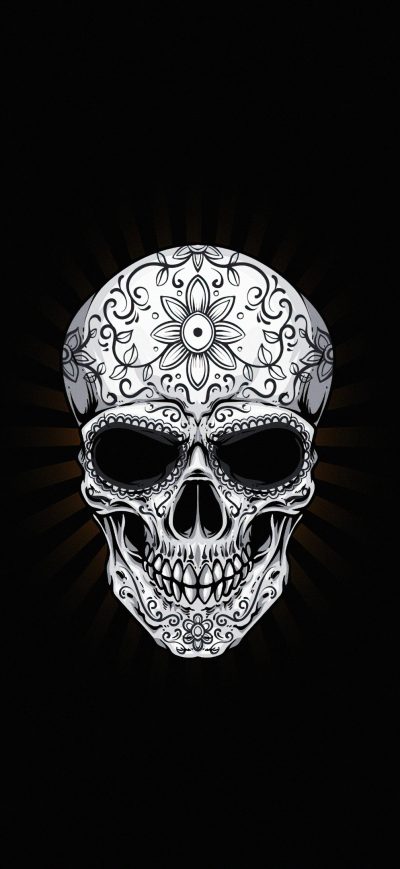 Fond d'écran iPhone White Skull Dark 4k