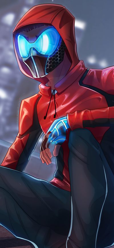 Fond d'écran iPhone Spiderman Night Mask 5k