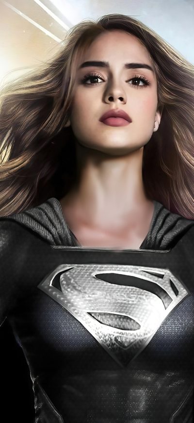 Fond d'écran iPhone Sasha Calle Supergirl Fan Art Black Suit 4k