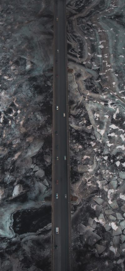 Fond d'écran iPhone Aerial View Of Road Ice Frozen 4k