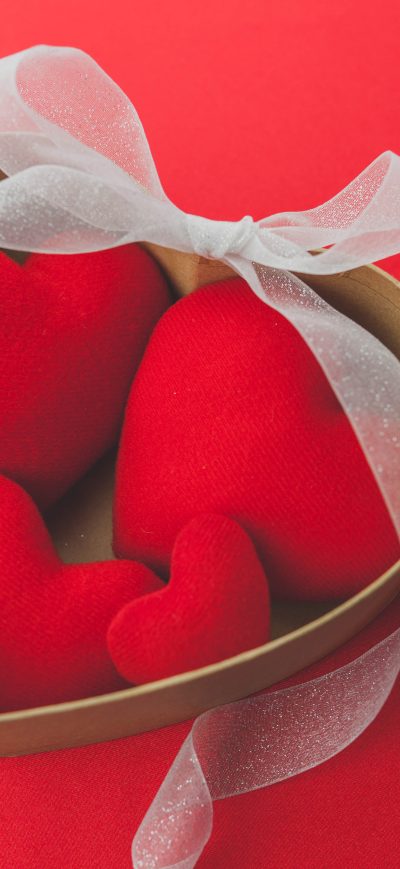 Fond d'écran iPhone Heart shaped Red Ribbon Valentines Day