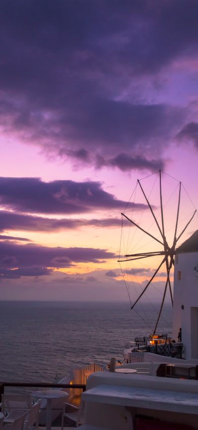 Fond d'écran iPhone Windmill Building Sunrise Beach Coast 8k