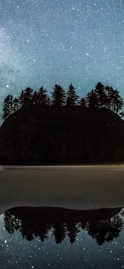 Fond d'écran iPhone Moonset Milky Way Over Second Beach