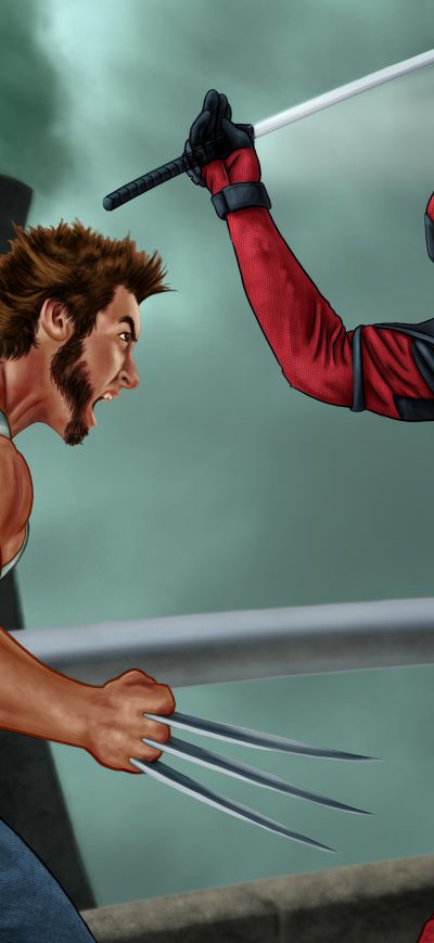 Fond d'écran iPhone Deadpool Vs Wolverine 5k