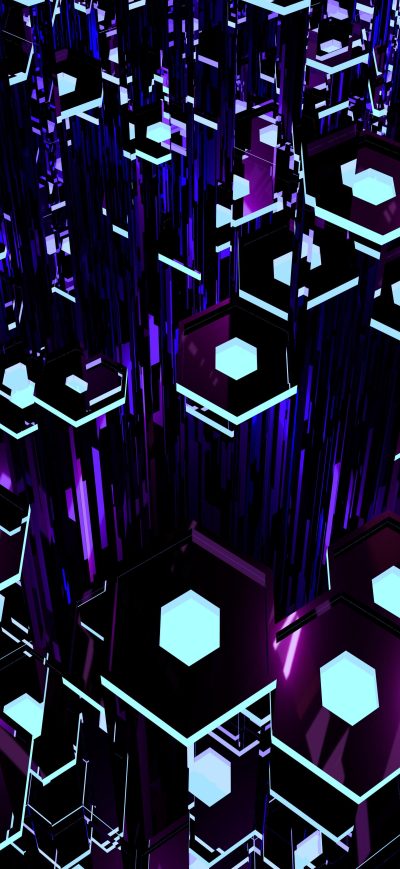 Fond d'écran iPhone Deep Purple Tron Hexagons 8k