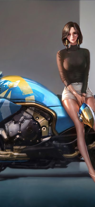 Fond d'écran iPhone Beautiful Biker Anime Girl 5k