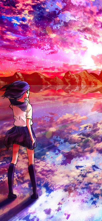 Fond d'écran iPhone Anime Girl Walking Towards Light 4k