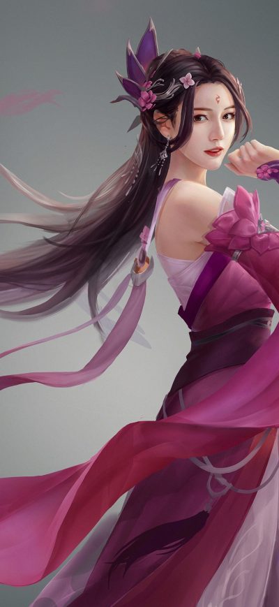Fond d'écran iPhone Asian Girl Rose Dress 4k
