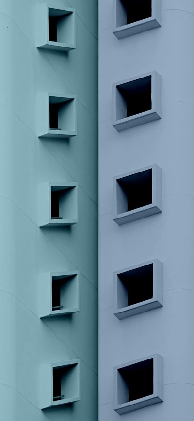 Fond d'écran iPhone Buildings Colorful Minimal Blue 5k