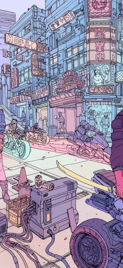 Fond d'écran iPhone Cyberpunk 2077 Bike Racing Club 4k