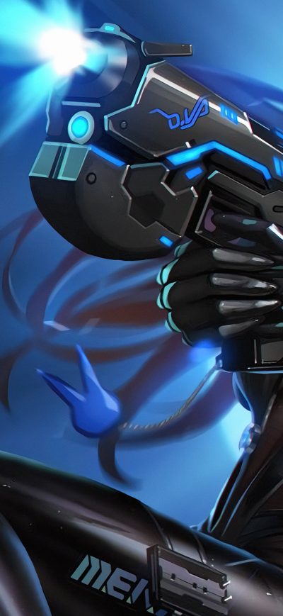 Fond d'écran iPhone Dva Overwatch Shooting Enemies 4k