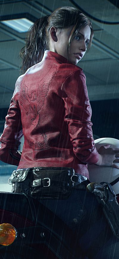 Fond d'écran iPhone Resident Evil 2 2019 Claire Redfield Harley Davidson