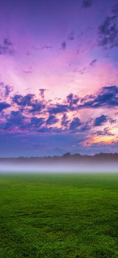 Fond d'écran iPhone Cloud Field Fog Grass Landscape 4k