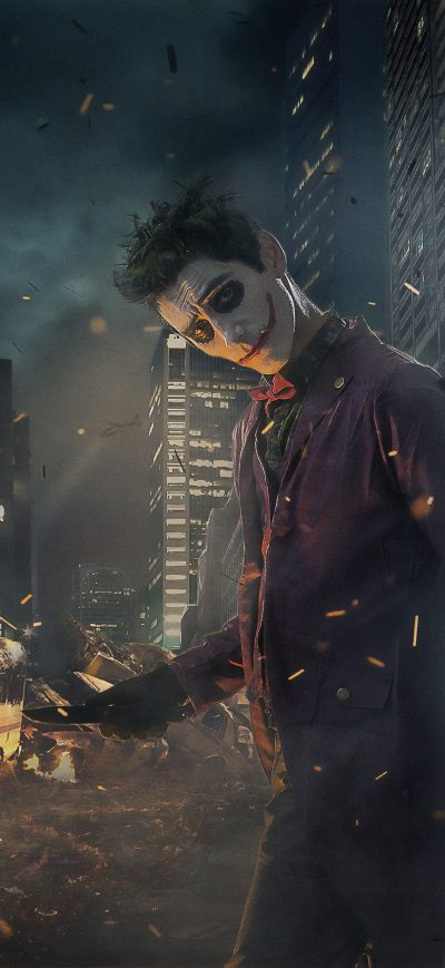 Fond d'écran iPhone Joker Cosplay Gotham Burning