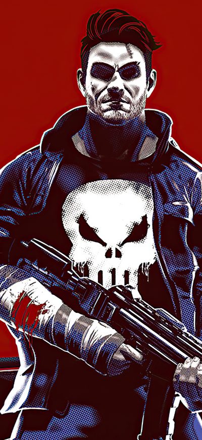 Fond d'écran iPhone Punisher With Dodge And Gun 5k