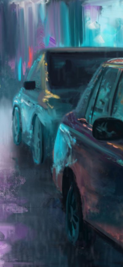 Fond d'écran iPhone Night City Rain Art