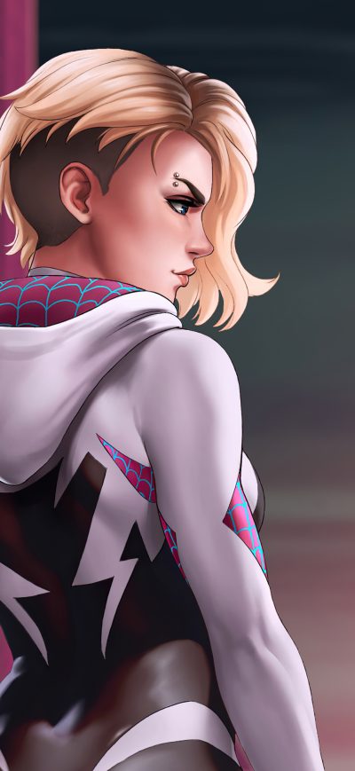 Fond d'écran iPhone Spider Gwen Marvel Art 4k