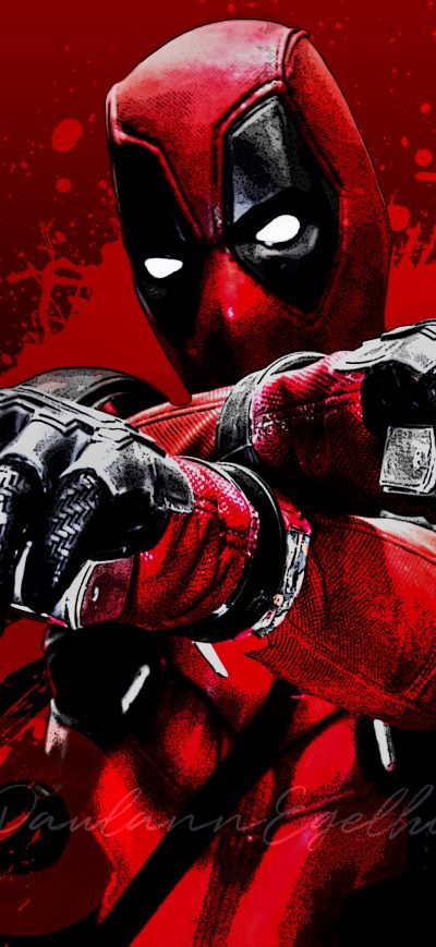Fond d'écran iPhone Deadpool Blood Guns Glitch Art 4k