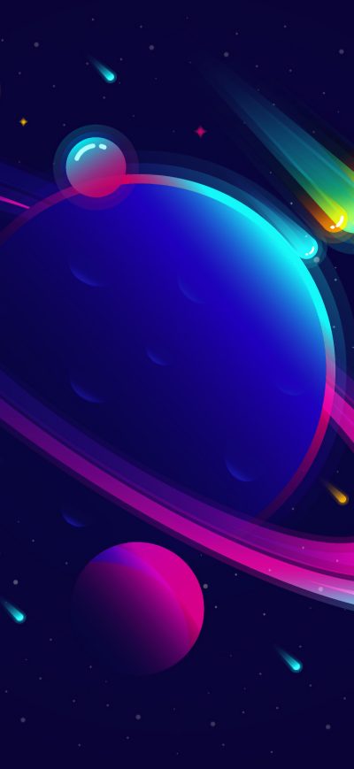 Fond d'écran iPhone Saturn Planet Illustration Minimalist