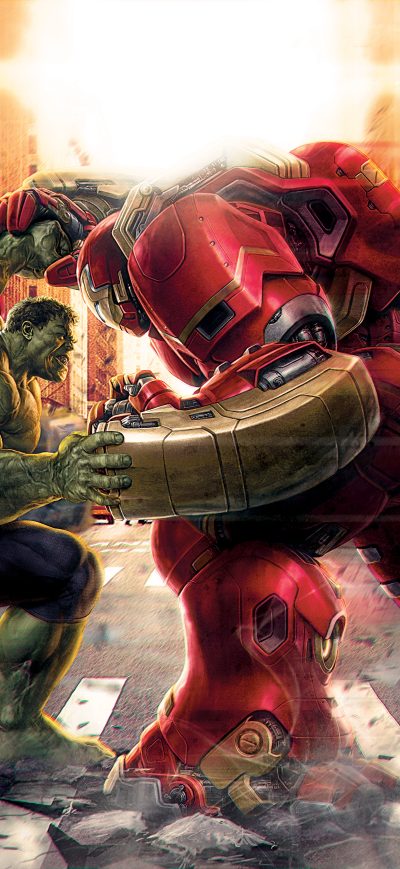 Fond d'écran iPhone Hulk Vs Iron Hulkbuster Artwork