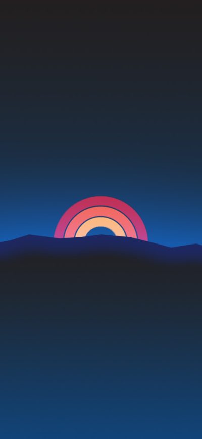 Fond d'écran iPhone Minimalism Neon Rainbow Sunset Retro Style