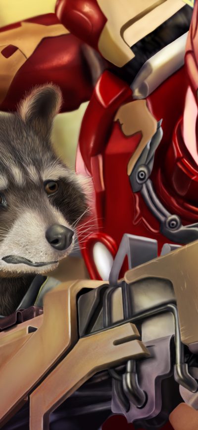 Fond d'écran iPhone Rocket Raccoon And Iron Man Digital Art