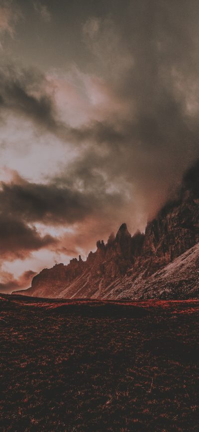 Fond d'écran iPhone Red Dusk Landscape Mountain Scenic 5k