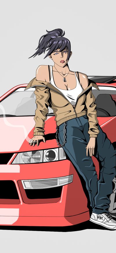 Fond d'écran iPhone Street Car Racer Girl 4k