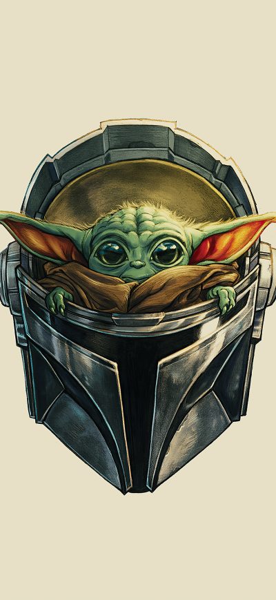 Fond d'écran iPhone The Mandalorian Yoda Helmet 4k