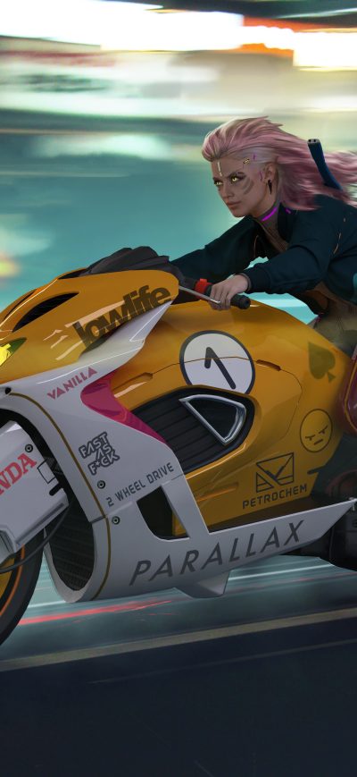 Fond d'écran iPhone Cyberpunk Zonda Parallax Bike 4k