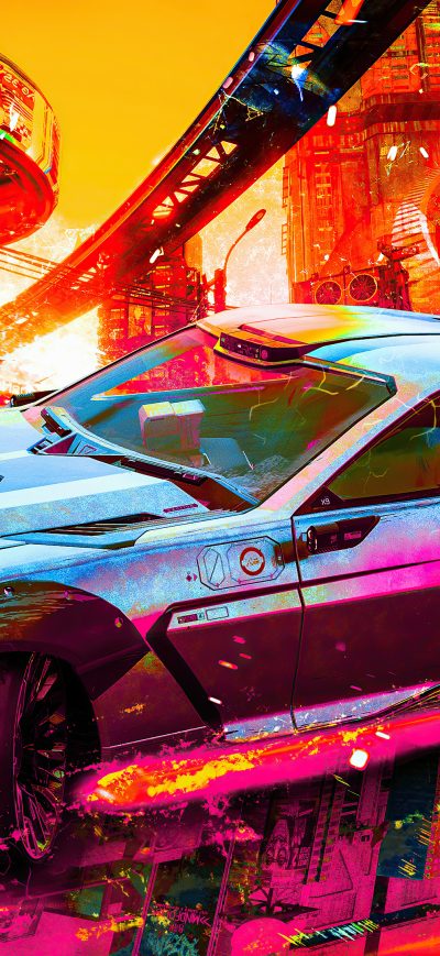 Fond d'écran iPhone Cyberpunk 2077 Quadra 4k